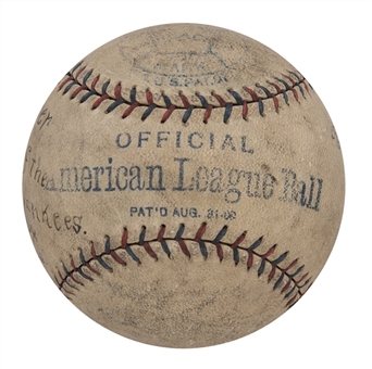 1920 New York Yankees & Chicago White Sox Game Used OAL Johnson Baseball Used on 9/18/1920 - Last Match Up Of Babe Ruth & Shoeless Joe Jackson (MEARS)